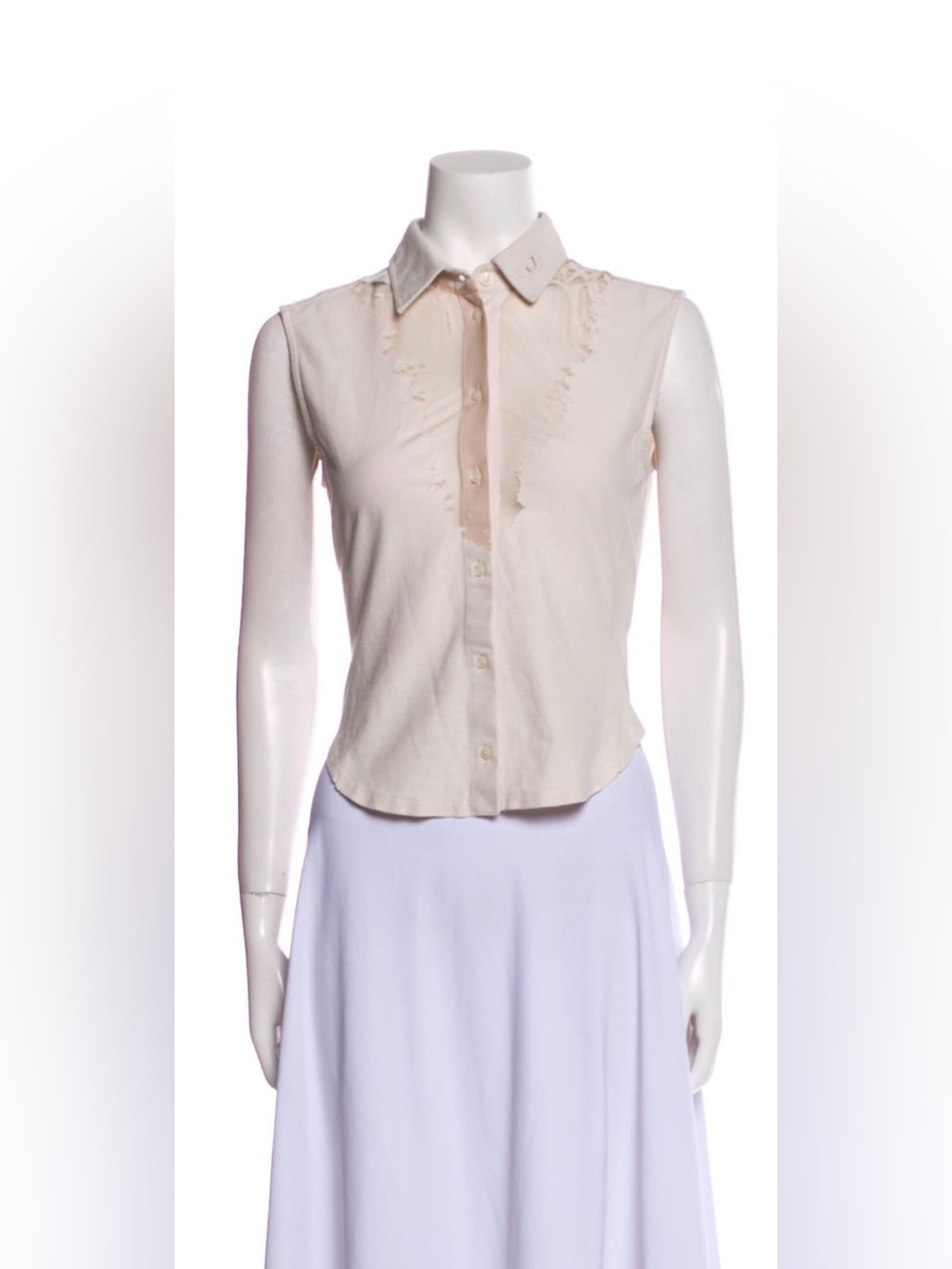 Diesel Sleeveless Button-Down Blouse in Cream